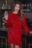 PREORDER- Old Flame Sequin Dress - Red - Jess Lea Boutique