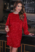 PREORDER- Old Flame Sequin Dress - Red - Jess Lea Boutique