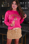 PREORDER- Champagne Cheers Luxe Pullover- Pink - Jess Lea Boutique