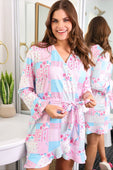 Almost Ready Ribbed Robe- Pink Heirloom Patchwork