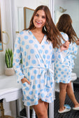 Almost Ready Ribbed Robe- Light Blue Dotty Darling