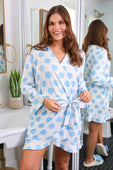 Almost Ready Ribbed Robe- Light Blue Dotty Darling