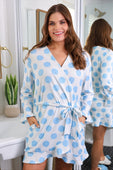 Almost Ready Ribbed Robe- Light Blue Dotty Darling