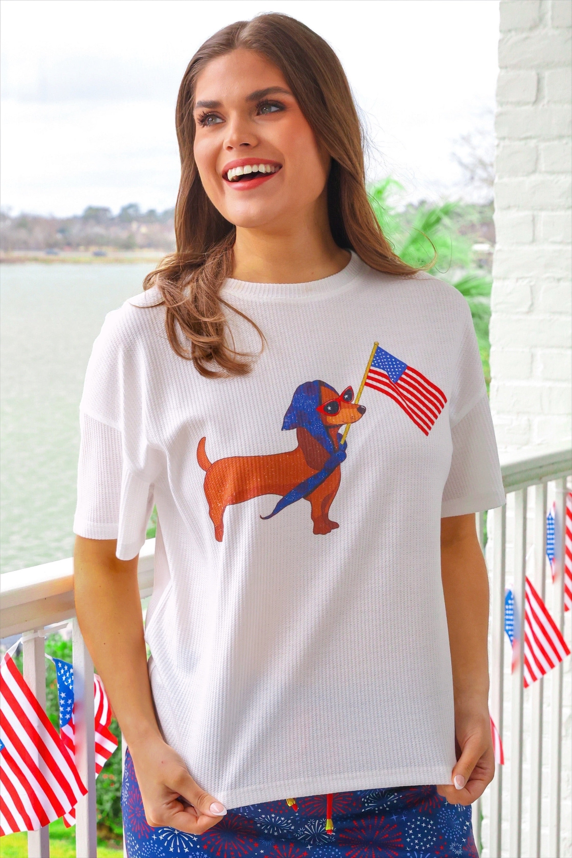 Patriotic Pup Waffle Tee