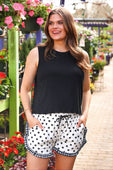 White Polka Dot Ruffle Shorts