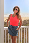 Haven V-Neck Bodysuit- Coral
