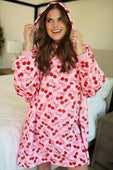 Cozy Blanket Hoodie- Cherry Bomb