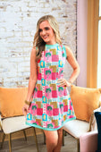 Lucy Tank Dress- Tropical Patchwork