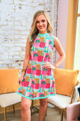 Lucy Tank Dress- Tropical Patchwork