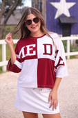 Huddle Up Color Block Top- Maroon - Jess Lea Boutique