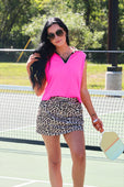 Everyday Polo Tank- Neon Pink Safari Chic
