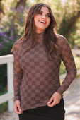 Keigan Mesh Top- Chocolate Checkered - Jess Lea Boutique