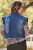Jordan Ruffle Denim Vest- Dark Denim - Jess Lea Boutique