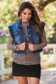 Jordan Ruffle Denim Vest- Dark Denim - Jess Lea Boutique
