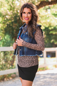 Jordan Ruffle Denim Vest- Dark Denim - Jess Lea Boutique