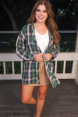 PREORDER Lola Flannel Tunic Top- Green - Jess Lea Boutique