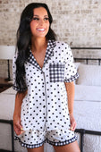 Gingham Polka Dot Ruffle Pajama Set
