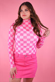 Keigan Mesh Top- Bubblegum Checkered
