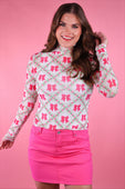 Keigan Mesh Top- Pretty Lattice Bow