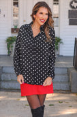 Nina Button Up Tunic- After Dark Polka Dot