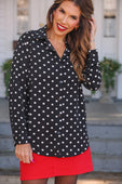 Nina Button Up Tunic- After Dark Polka Dot
