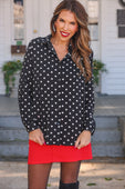 Nina Button Up Tunic- After Dark Polka Dot