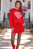 Gingham Heart Luxe Pullover
