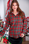 Nina Button Up Tunic- Christmas Plaid