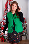Twila Quilted Tie Vest- Green