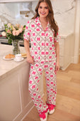 Pretty Lattice Bow Ruffle Pajama Set