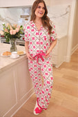 Pretty Lattice Bow Ruffle Pajama Set