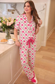 Pretty Lattice Bow Ruffle Pajama Set