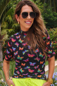 Kora Short Sleeve Mesh Top- Butterfly Effect