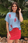 Lobster Shack Sequin Patch Top