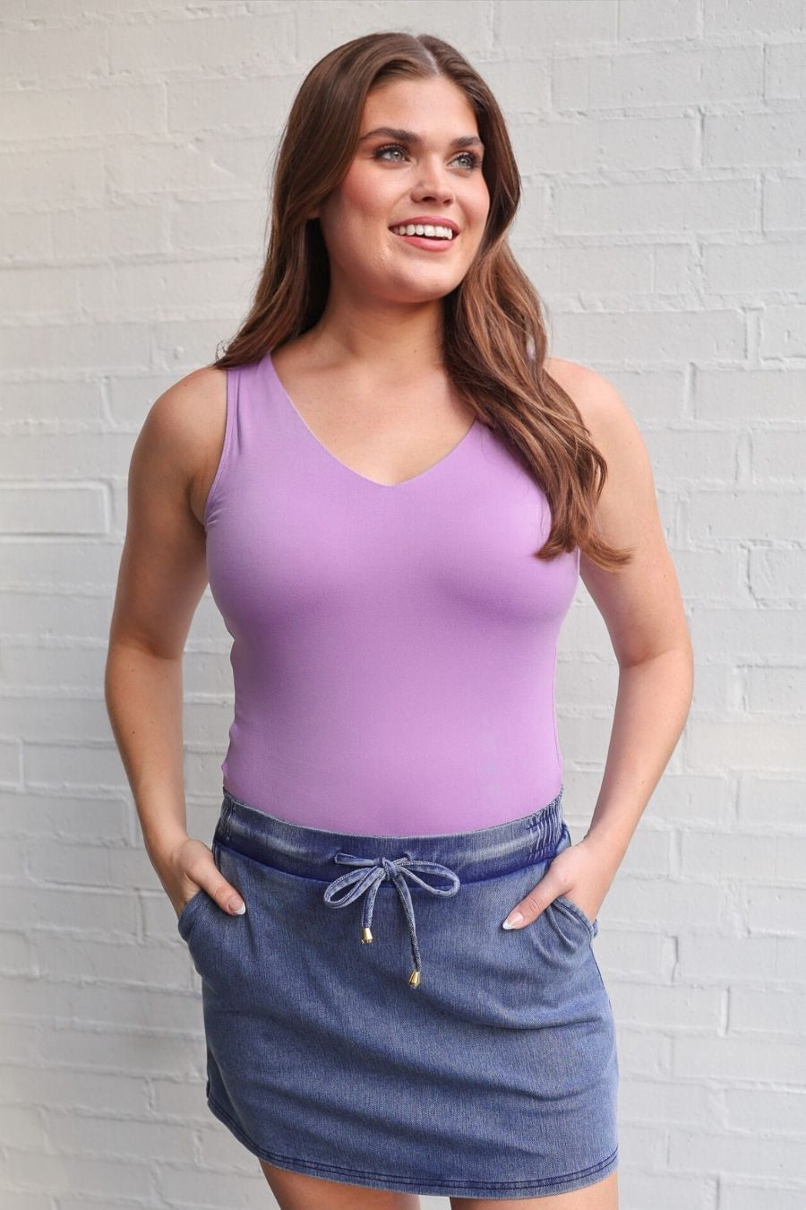 Haven V-Neck Bodysuit- Lavender
