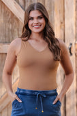 Haven V-Neck Bodysuit- Tan