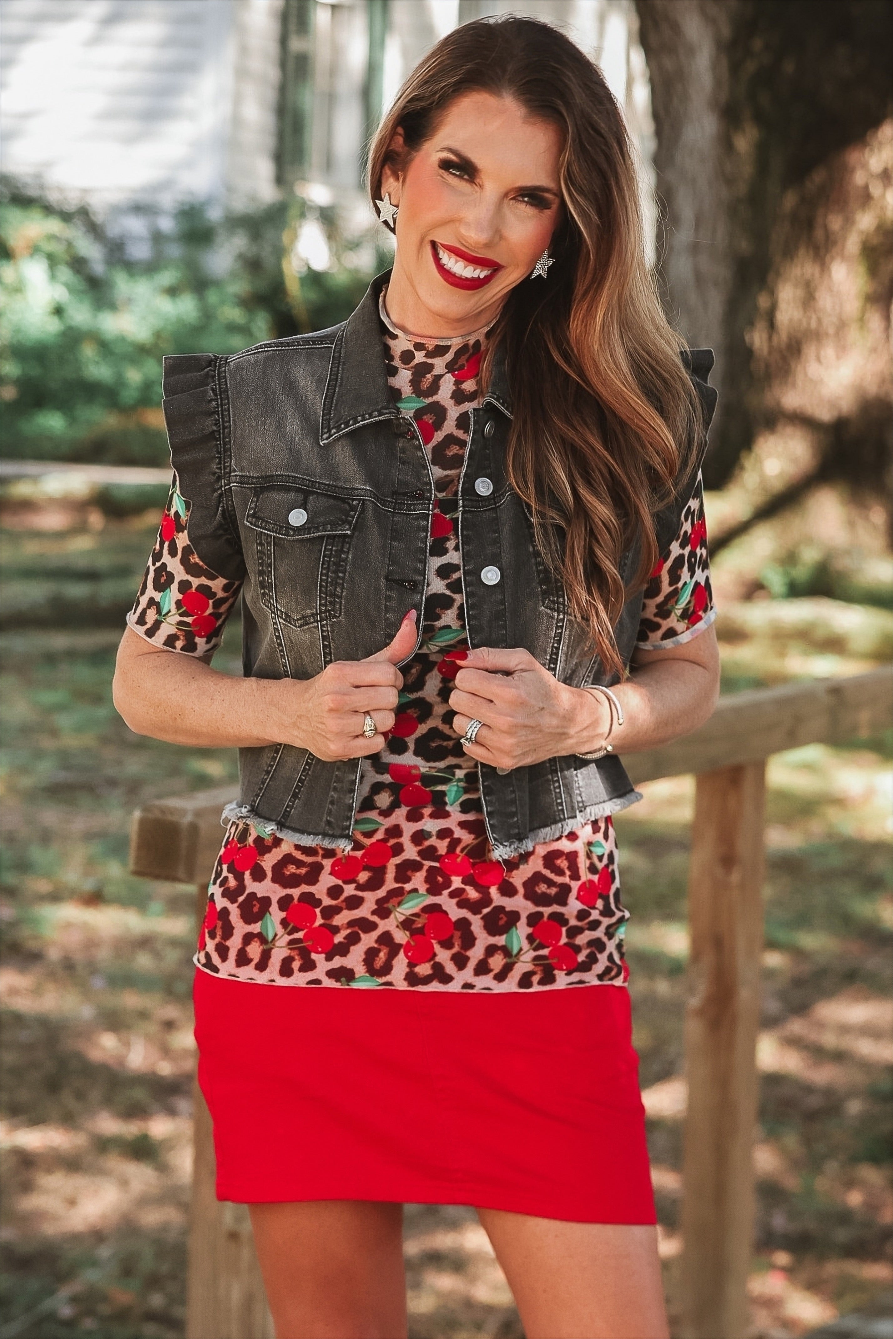 Jordan Ruffle Denim Vest- Black Denim