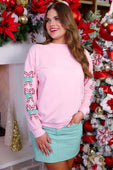 PREORDER- Candy Cane Sleeves Pullover - Jess Lea Boutique