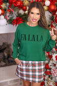 PREORDER- Fa La La Velvet Patch Luxe Pullover - Jess Lea Boutique