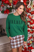 PREORDER- Fa La La Velvet Patch Luxe Pullover - Jess Lea Boutique