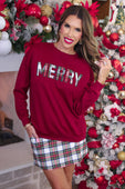 PREORDER- Merry Plaid Patch Luxe Pullover - Jess Lea Boutique