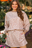 Printed Terry Skort Set- Leopard