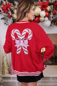 PREORDER- Candy Cane Relaxed Cardigan - Jess Lea Boutique