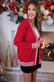 PREORDER- Candy Cane Relaxed Cardigan - Jess Lea Boutique