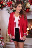 PREORDER- Candy Cane Relaxed Cardigan - Jess Lea Boutique