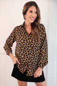 PREORDER- Nina Button Up Tunic- Leopard - Jess Lea Boutique