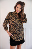 PREORDER- Nina Button Up Tunic- Leopard - Jess Lea Boutique
