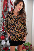 PREORDER- Nina Button Up Tunic- Leopard - Jess Lea Boutique
