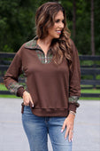 PREORDER- Juniper Plaid Pullover- Chocolate - Jess Lea Boutique