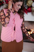 PREORDER- Twila Quilted Tie Vest- Pink - Jess Lea Boutique